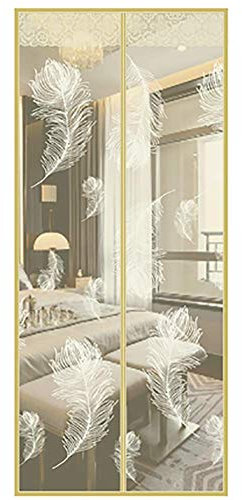 Mückenschutz Magnetische Fliegengitter, Stickerei Mesh-Vorhang Mit Heavy-Duty Mesh, Einfache Installation-Creme Farben 85x210cm(33x83inch)