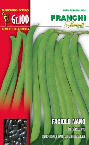 Franchi sementi semi di fagioli e fagiolini nani e rampicanti in confezioni varie (nano le victorie, 100 grammi)