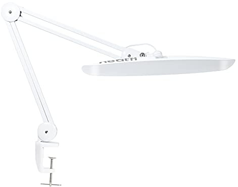 Neatfi XL 2200 Lumens 24W LED Desk Lamp with Clamp – Shadow-Free Task Lighting | 4-Level Dimming | Home Office & Crafts Use | 50cm Wide Head (White, Non-CCT with Clamp)