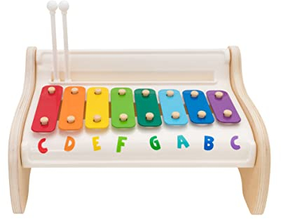 SirWood - Xylofante Xylophon Elefant aus Holz mit 6 Musikkarten und Zwei Sticks zum Spielen, Mehrfarbig, 39957