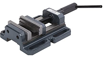 OPTIMUM Bohrhammer Prisma BMP 100, Metall, Bankschraubstock, Spannweite 100 mm, Backenhöhe 30 mm, mit Langlöcher, Trapezgewinde, Azul