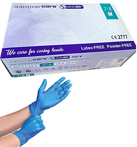 1Above_Pack de 200 guantes desechables de nitrilo de vinilo, sin polvo, extrafuerte, multiuso, color azul