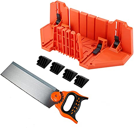 Gehrungslade mit Zapfensäge 14 Zoll Hochfeste Mehrfachwinkel-Klemm-Gehrungslade mit 12 Backsaw für Handarbeit Handwerk für Holzbearbeitung DIY Dekoration Bilderrahmen