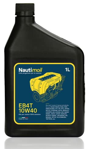 Nautimoil - EB4T 10W40, Olio Nautico 100% Sintetico per Motore 4 Tempi a Benzina e Diesel, Lubrificante per Entrobordo, moto d'acqua 2T, Inboard, Alta Prestazione. Made In ITALY - 1l