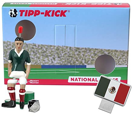 TIPP-KICK Spiel Mexiko Box Tischfußball-Set | Spannendes Fußballspiel mit Spielfigur, Soundchip mit mexikanischer Hymne & Torwandbox, für spannende Matches, Fangeschenk