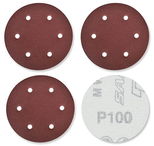 DIDATOOL 225mm Schleifscheibe, 40 Stück 9 Zoll 6 Loch Schleifgitter, P40 bis P400 Grit, Schleifpapier für Trockenbauschleifer Schleifscheiben Langhalsschleifer Wandschleifer(P100)