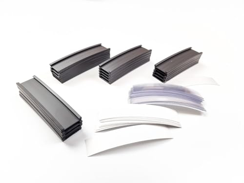 20 x Magnetische Etikettenhalter, vorgeschnitten, 10 x 60 mm, flexibler Magnet mit Schlitzen zum Einschieben des Papiers mit Schutzfolie, zum Markieren von Regalen.