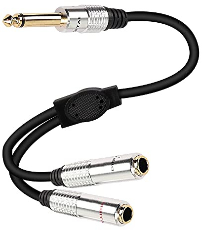 XMSJSIY 6.35mm TS Stecker zu Dual 1/4 Zoll Buchse Y Splitter Audio Kabel