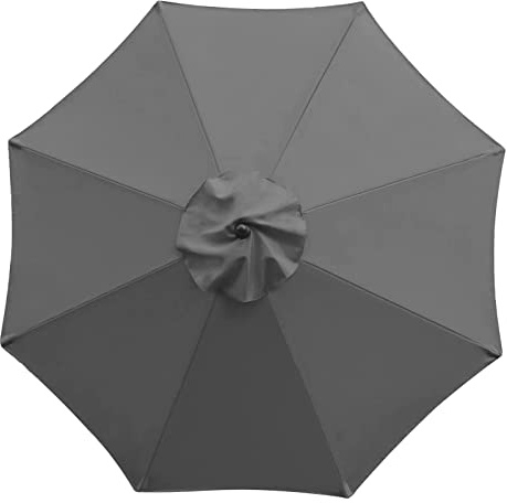 Bueuwe Sonnenschirm Ersatzbezug 3m 6/8 Streben, UV-Schutz Ampelschirm Bezug, Wasserdicht Schirmbezug Sonnenschirm Ersatzteile für Balkon, Garten, Pool und Strand,Grau,6 Streben