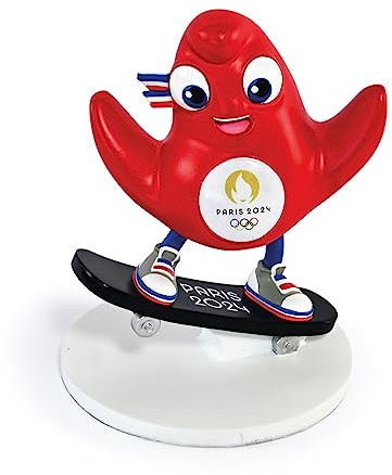 Doudou et Compagnie - JO2510 Phyrge Skateboard Maskottchen Figur - Offizielle Lizenz der Olympischen Spiele Paris 2028-13cm - Rot