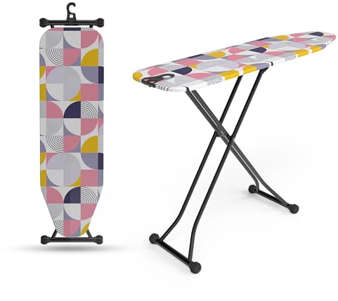 Hausleben Bügelbrett – Klappbares Ironing Board im schwarzen Camouflage-Design, höhenverstellbar & stabil | Bügelbrett für Dampfbügelstation, modernes Bügeltisch-Design