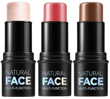 Highlight, Bronze und Blush Kontur Stick, Professionelle Gesichtsformung, Kontur Stick Make-up, Einfach anzuwenden mit baubarer Abdeckung, langlebig und wasserdicht (#2,5,6, mittel)
