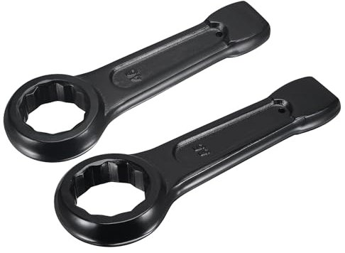 QUARKZMAN 2pz Livella Anello Scorrevole 46mm 55mm Acciaio Alta Resistenza Ghiera Dentata Antiruggine Dritto Maniglia Cassetta Chiusura Singola Testa Chiave per Riparazione Auto Nero