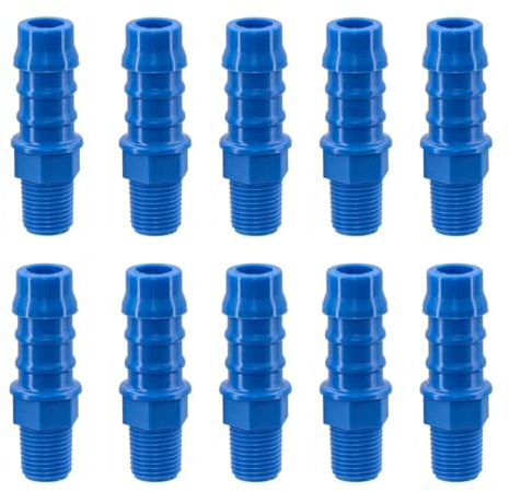 Schlauchverschraubung aus Nylon Außengewinde 1/8 BSPT Ø 10 mm, Packung mit 10 Stück, blau - AWSPLASTIC 1810PAB