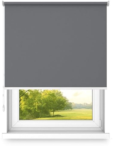 time4blinds Rollos Verdunkelungsrollo Freihängendes Rollo ohne Kassette Wand- oder Deckenmontage Großes Format UV-Schutz Thermische Eigenschaften Solides Design 200x160 cm Hellanthrazit - Links