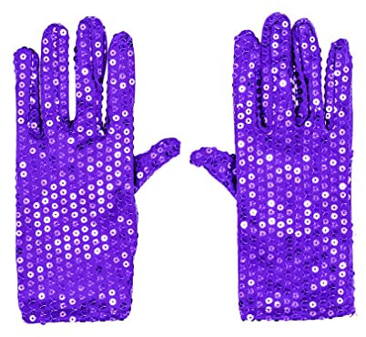 Generisch Glitzernde Handschuhe Paillettenhandschuhe für Erwachsene und Kinder, Unisex Glitzerhandschuh, Bühnenhandschuhe für Mottoparty, Karneval, Partys (Lila, S)