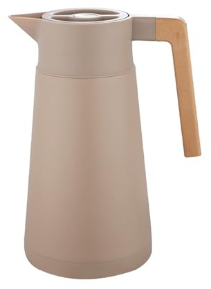 Pichet Isotherme Thermos Sous Vide Isolé, Acier Inoxydable, Avec Manche En Bois, Carafe à Café Thermique Pour Le Thé Café Chaud Et Froid, Pour Hôtel Bureau Domicile (Kaki,2L)