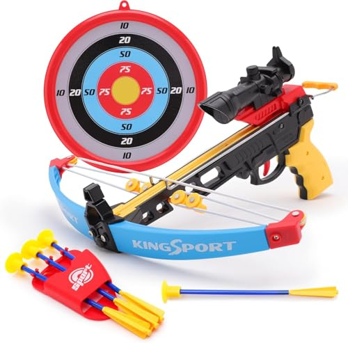 Toyland®Juego de ballestas de Juguete para Exteriores : 1 Ballesta de Juguete, 3 Flechas con Ventosa, 1 Soporte para Flechas y 1 Diana - Juguetes para Exteriores y jardín para niños
