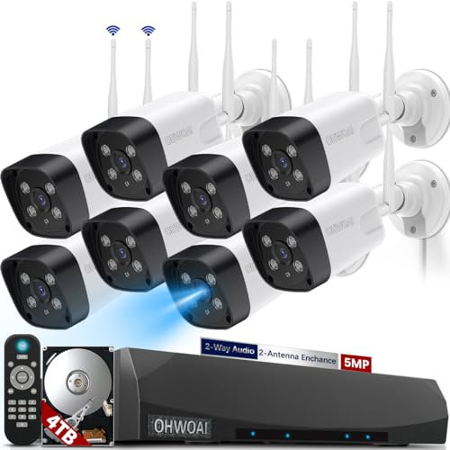 《Dual Antennas & 130°Wide Angle Lens》Wireless Security Camera System Outdoor, WiFi Cameras for Home Video Surveillance Systems