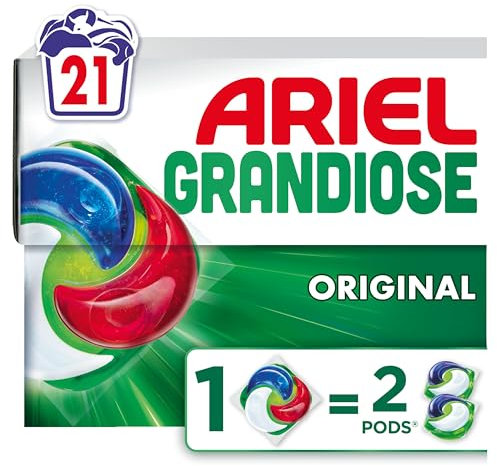 Ariel Grandiose PODS, Lessive Liquide En Capsules 21 Lavages, Original 2 X Action Détachante et Anti-Odeur