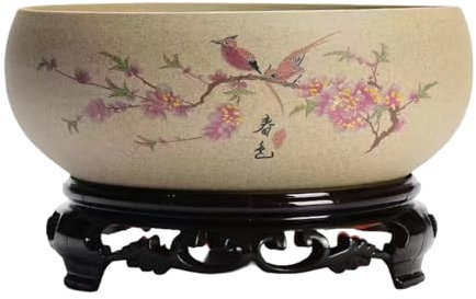 budiniao Elegante ciotola per fiori in ciotola per fioriera per esposizione di balconi, ciotole per piantare decorazioni per l'acqua, acqua di loto per interni, UN, 16.5 * 15 * 6.5CM