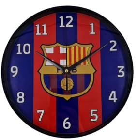 MOZURU Reloj de Pared Blaugrana Fútbol Club Barcelona– 25 cm de Diámetro con Logo | Diseño Deportivo para Fans | Decoración Fútbol para Hogar, Dormitorio o Oficina