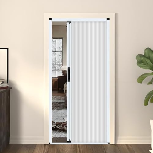 KAILODI Falttür, Falttüren Nach Maß, Innentüren Komplettset, Einziehbare Falttür Mit Aluminiumrahmen Und Zellgewebe, Für Schlafzimmer, Balkon, Küche, Dachböden, Fenster Weißer Rahmen weiß