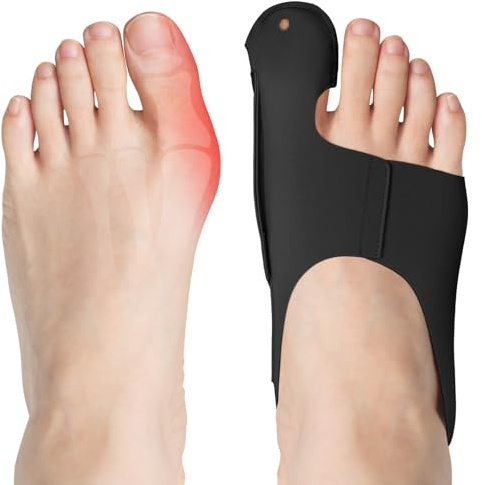 flintronic Hallux valgus korrigering, 2 st tåspridare hallux valgus korrigeringsset, hallux valgus bandage för män och kvinnor, skydd av den stora tån (svart, M)