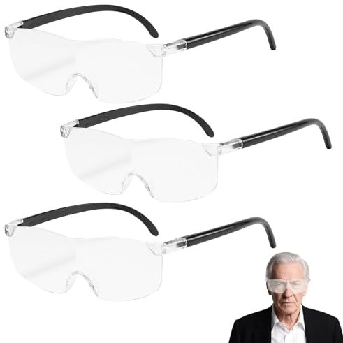 300% Magnifying Glasses,3pcs 3X Wearable,Hands Free Magnify Vision Lighted Magnifying Glasses for Reading for Elderly Close Work,Reading,Sewing,Hobbies and Crafts