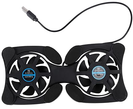 HEALSOPTHY Laptop Cooling Pad Portatile Pieghevole con Ventole USB Supporto Notebook Antiscivolo e Raffreddamento Efficiente per Computer Portatili Nero