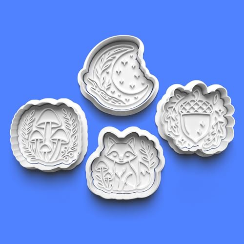 Set di formine per biscotti a forma di animali del bosco e albero per biscotti, fondente, pasticceria e artigianato fai da te, cervo, volpe, orso, foglie, cottura naturale