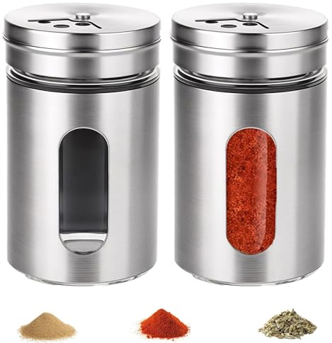2 PCS Salt and Pepper Shakers Set, Salt Shaker with Lid Spice Shakers with Adjustable Pour Holes, Seasoning Shaker Suitable for Kitchen Cooking Restaurant Barbecue Daily Use