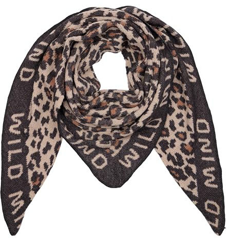 MIRROSI Dreieckstuch Damen – Kuscheliger Dreiecksschal 190x80 cm im Leo-Leopard Muster, Trendiges LEO-Design, Weich & Wärmend (Leo Wild Mind: Schwarz)