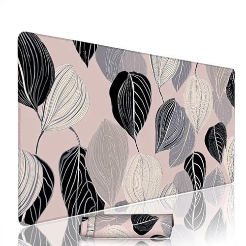 Tapis de Souris Abstrait sous Main Bureau Tapis de Souris Gaming XXL 700x400x3mm Mouse Pad Caoutchouc Feuilles Grand sous Main Gamer Accessoires PC Antidérapant et Imperméable, pour Clavier w-8837