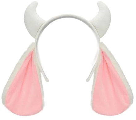 Sheep Costume Headband - Gray White Plush Animal Ears & Horns for Halloween Christmas Festival Furry Hairband Christmas Theme