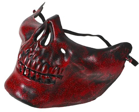 VILLCASE Lot de 3 Demi-Masques de Crâne Rouge Ancien pour Homme Adulte Masque de Squelette Réaliste en Matériau Léger pour Halloween Cosplay et Soirées Costumées Gothiques