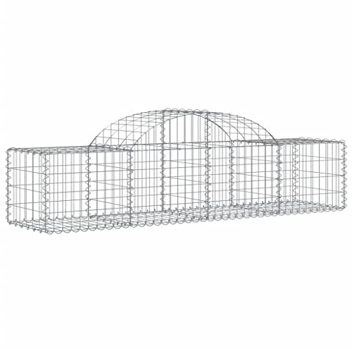 Nqyjm Clôture en Maille de Jardin Paniers à Gabions Arqués 7 pièce 200x50x40/60 cm Fer Galvanisé, Mur à Gabion Cages à Pierres pour Terrasse Extérieur Pelouse Décorative Model 2