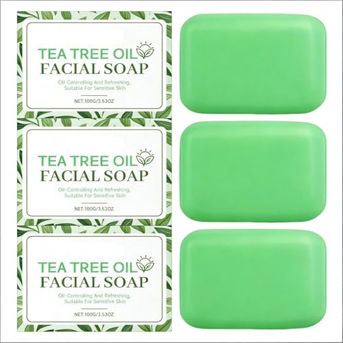 3pcs Savons À L'arbre À Thé | Savon D'arbre À Thé Antifongique Antifongique | Savon Anti Mycose Pied Pour Le Visage, Le Corps Et Les Mains, Parfum Frais