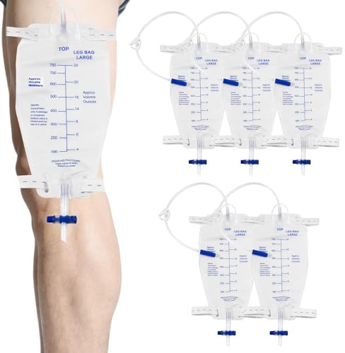 5PCS 750ml Urinary Drainage Bag with Anti-Reflux Valve,Night Use Bags,Individually Urine Collection Bag,Urine Drainage Bags with 45cm Tube