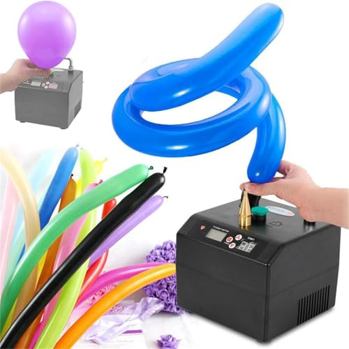 Pompe à ballon électrique avec minuterie et arrêt automatique, pompe à air portable avec affichage de la batterie, pieds antidérapants et poignée pliable pour fêtes, mariages et événements