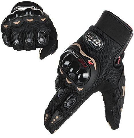 GES Men Outdoor Motorbike Waterproof Gloves, Motorcycle Gloves,Motorcycle Full Finger Touch Screen Racing Motocross Gloves (L,Black)