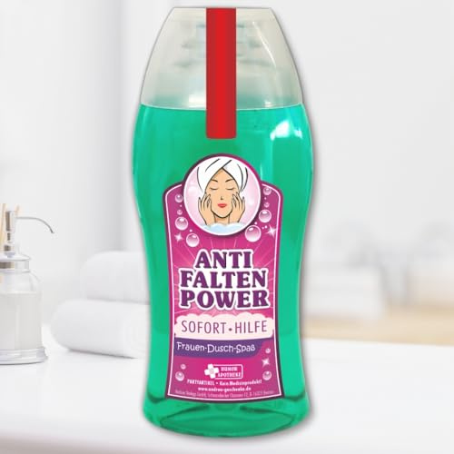 Spaß Duschbad Duschgel Shampoo - Anti Falten Power - Sofort Hilfe | Geschenk für Frauen Geburtstagsgeschenk | Spaßmedizin Humorapotheke Scherzartikel Spaß