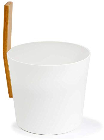 SET> KOLO Sauna Kübel, Kelle + Themometer in Weiß + Bürste Natur | tolles Sauna-Set | Sauna-Geschenk- Set
