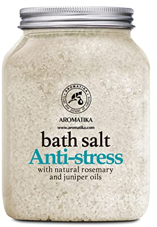 Badesalz Anti Stress 1300g - Meersalz mit Natürlichem Ätherischen Rosmarinöl und Wacholderöl - Baden - Körperpflege - Hautfeuchtigkeit - Spa - Badezusatz
