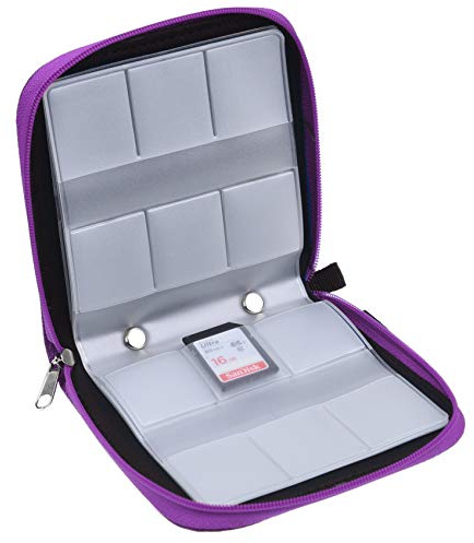 Eco-Fused Estuche de Tarjetas de Memoria - Almacena hasta 44x SD, SDHC, Micro SD, Mini SD y 4X CF - Estuche con 44 Ranuras (8 Páginas) - para Almacenamiento y Viaje