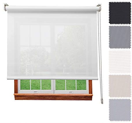 DECORESTOR Estor Screen 5% Premium A TU Medida, Desde 40 a 300 cm de Ancho. Intimidad y Aislamiento térmico. Blanco. Estores enrollables translucidos para Ventanas y Puertas - Medida 40 x 60 cm