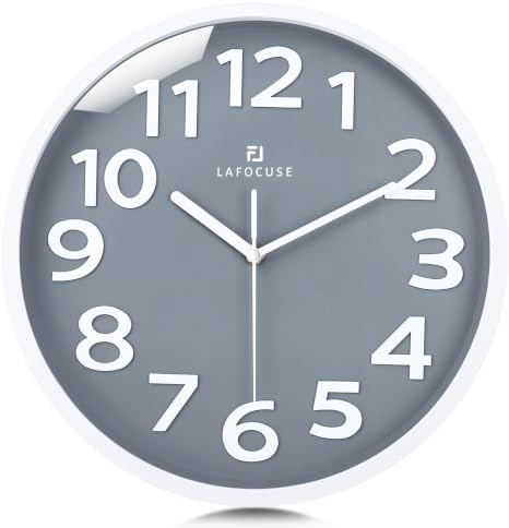 Lafocuse 3D Ziffern Lautlos Wanduhr Grau, Modern Wanduhr 30cm Leicht zu Lesen, Ohne Ticken Geräuschlos Deko für Küche Wohnzimmer Schlafzimmer Büro