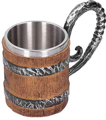 Fdit Boccale in resina, birra, vino, tazza, barile, personalizzato, Viking, vintage, acciaio inossidabile, fatto a mano, tazza per birra, vino, caffè, succo, bere, decorazioni per la casa