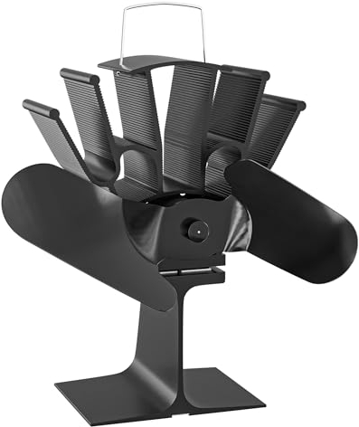 Wiltec Ventilatore per stufa a legna camino, Ventola con 2 pale, 70-350 °C, funzionamento senza elettricità
