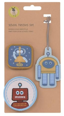 LÄSSIG Anhänger und Patches Set (3 Stk.) mit Druckknopf/School Patches Set Robot